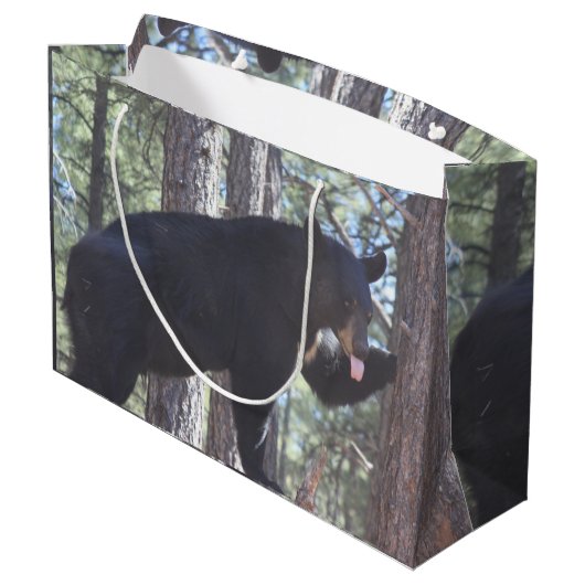 Zwarte Beer Gift Bag Groot Cadeauzakje (Achterkant Gekanteld)