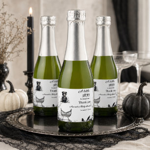 Zwarte Beer Halloween Thema Little Boo Baby Shower Sparkling Wijnetiket