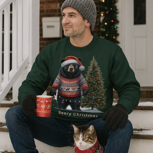 Zwarte Beer in Kersttrui Holiday Sweatshirt