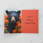 Zwarte beer in oranje bloemen  kaart (Binnen)