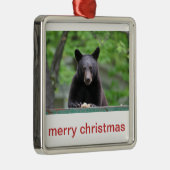 zwarte beer kerst metalen ornament (Rechts)