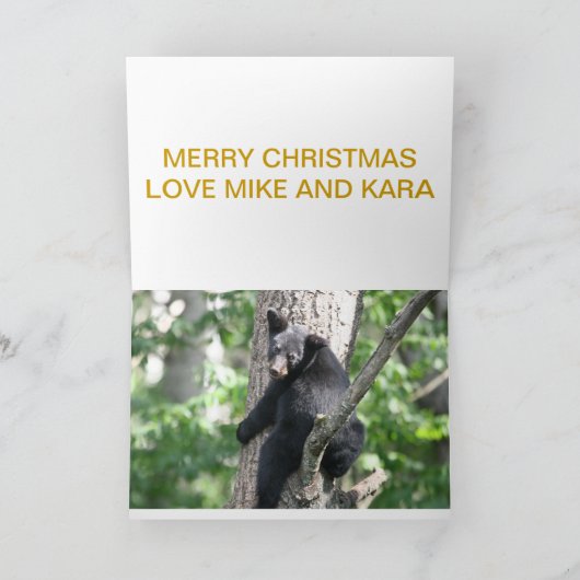 Zwarte beer kerstkaart feestdagen kaart (Binnen)