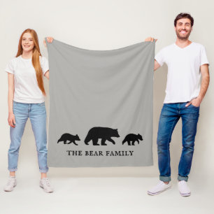 Zwarte Beer met Welpen Silhouetten Persoonlijk Fleece Deken