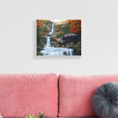 Zwarte Beer moeder en waterval Canvas Afdruk (Insitu (Woonkamer))
