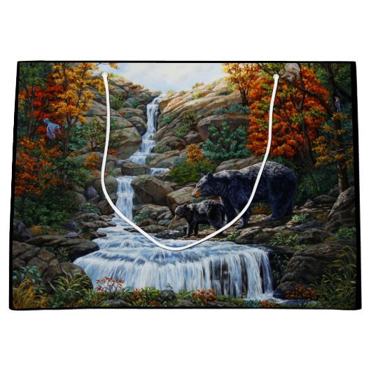 Zwarte Beer moeder en waterval Groot Cadeauzakje (Voorkant)