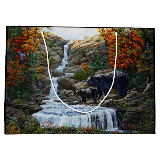 Zwarte Beer moeder en waterval Groot Cadeauzakje (Achterkant)