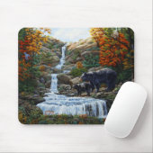 Zwarte Beer moeder en waterval Muismat (Met muis)