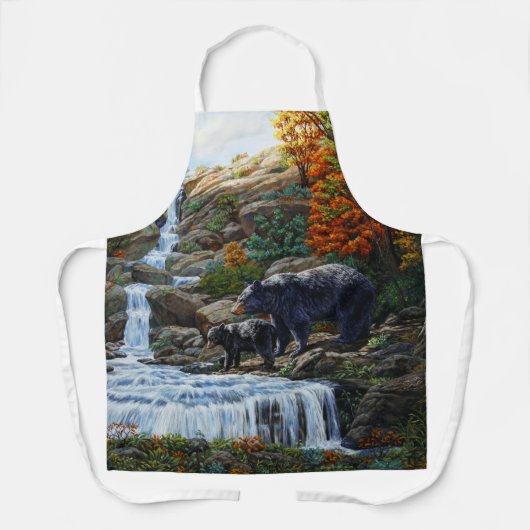 Zwarte Beer moeder en waterval Schort (Voorkant)
