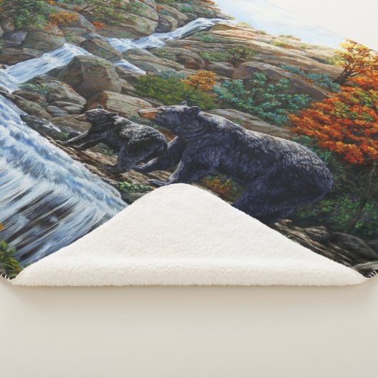 Zwarte Beer moeder en waterval Sherpa Deken (3/4)