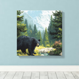 Zwarte Beer Natuur Canvas Afdruk