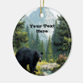 Zwarte Beer Natuur  Keramisch Ornament (Links)