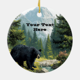Zwarte Beer Natuur  Keramisch Ornament