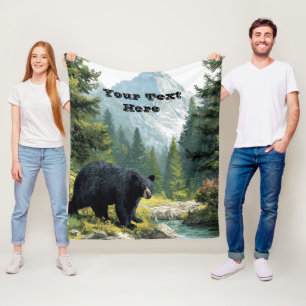 Zwarte Beer Natuur Worpdeken Fleece Deken