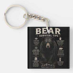 Zwarte Beer Overlevingstips Vintage Buiten  Sleutelhanger