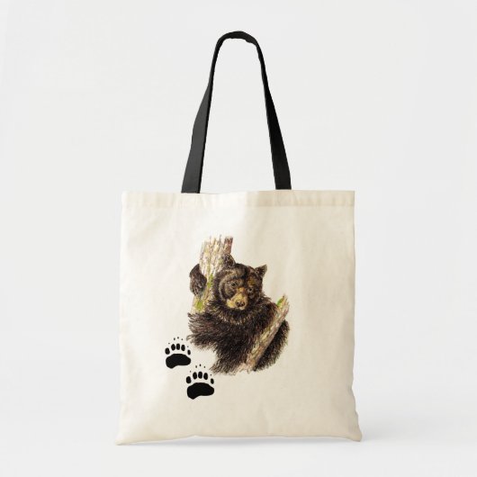 Zwarte Beer voetafdruk Canvas tas (Voorkant)