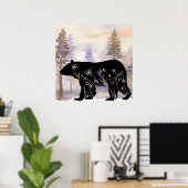 Zwarte Beer Wall Art, Silhoutte Beer Poster (Thuiskantoor)