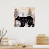 Zwarte Beer Wall Art, Silhoutte Beer Poster (Keuken)