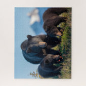 Zwarte Beermama en Beerbaby's Legpuzzel (Verticaal)