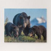 Zwarte Beermama en Beerbaby's Legpuzzel (Horizontaal)