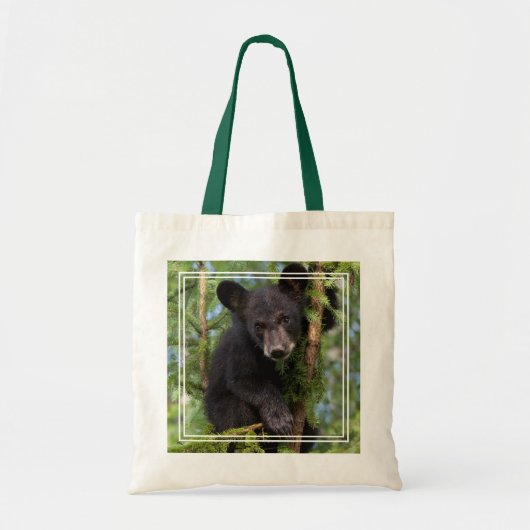 Zwarte beerwelp speelt in bomen tote bag (Voorkant)