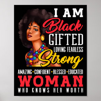 Zwarte Begiftigde Liefhebbende Sterke Vrouw Zwarte Poster