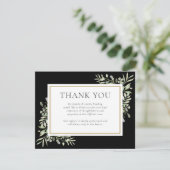 Zwarte begrafenis Memorial Foto Waterverf Greenery Bedankkaart (Staand voorkant)