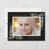 Zwarte begrafenis Memorial Foto Waterverf Greenery Bedankkaart (Achterkant)