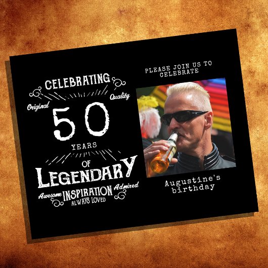 Zwarte Begroting 50th Birthday Uitnodiging Flyer