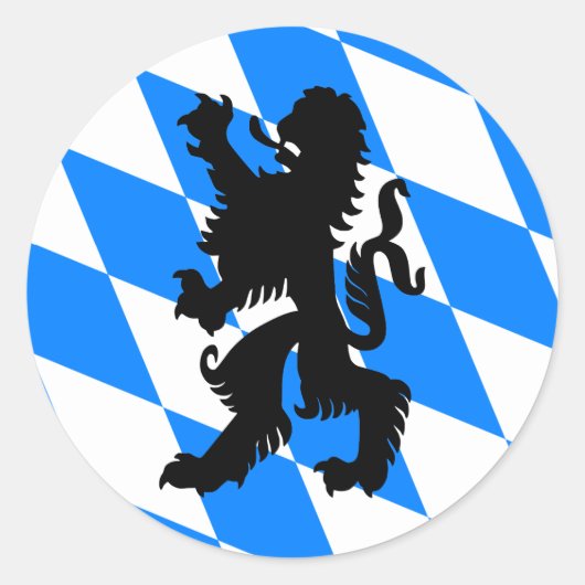 Zwarte Beierse leeuw Ronde Sticker (Voorkant)