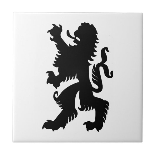 Zwarte Beierse leeuw Tegeltje (Voorkant)