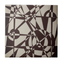 Zwarte & beige/Cream Geometric Moderne Abstracte A