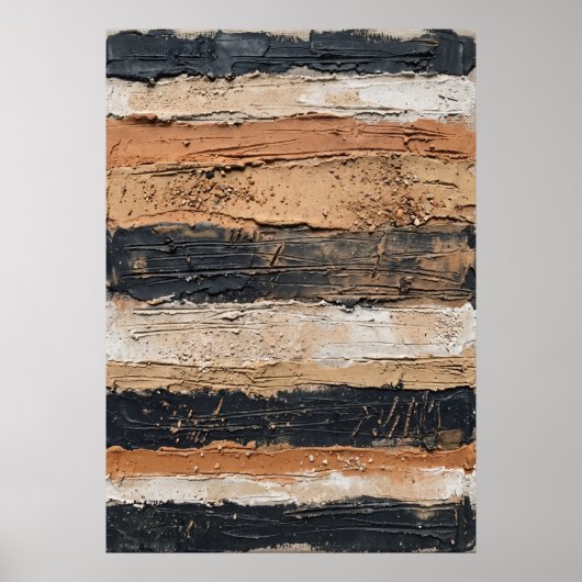 Zwarte Beige Gestreepte Poster Met Textuur (Voorkant)