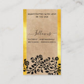 Zwarte beige gouden oorbordjes met chique uitstral visitekaartje (Achterkant)