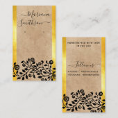 Zwarte beige gouden oorbordjes met chique uitstral visitekaartje (Voorkant / Achterkant)
