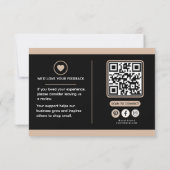 Zwarte Beige Luxe QR Code Afspraakherinnering  Bedankkaart (Achterkant)
