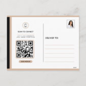 Zwarte Beige Luxe QR Code Afspraakherinnering Feestdagenkaart (Achterkant)