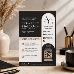 Zwarte Beige Luxe QR Code Afspraakherinnering Flyer