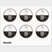Zwarte Beige Luxe QR Code Afspraakherinnering Ronde Sticker (Vel)