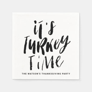 Zwarte belettering Het is Turkije Tijd Thanksgivin Servet
