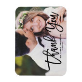 Zwarte belettering Moderne foto bruiloft Dank u Magneet (Verticaal)