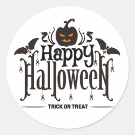 Zwarte belettering van Happy Halloween met pompoen Ronde Sticker