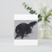 Zwarte Belgische herder in de sneeuw Briefkaart (Staand voorkant)