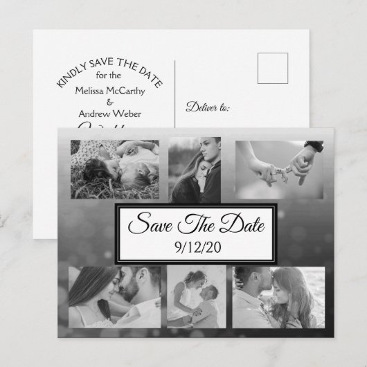 Zwarte bellen Doorhalen Foto opslaan Datum Aankondigingskaart (Voorkant / Achterkant)