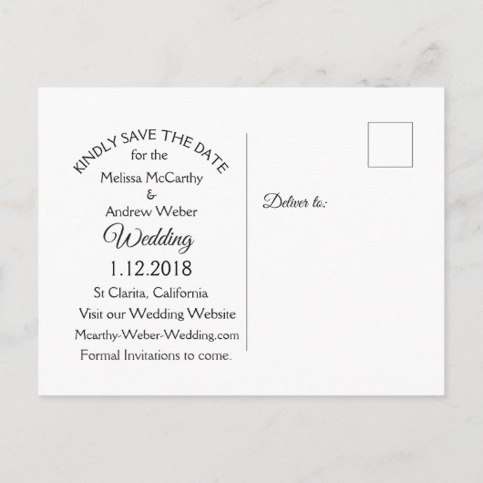 Zwarte bellen Doorhalen Foto opslaan Datum Aankondigingskaart (Achterkant)