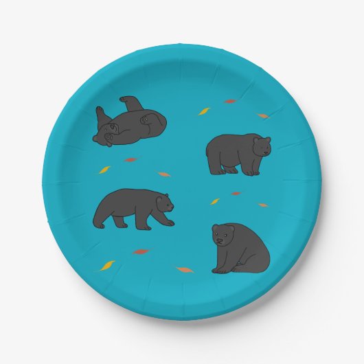 Zwarte Beren Papieren Bordje (Voorkant)