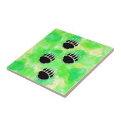 Zwarte Beren Poot Drukt Groene Waterverf Tegeltje (Zijkant)