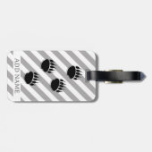 Zwarte Beren pootafdrukken Wit Grijze Strepen Bagagelabel (Achterkant horizontaal)