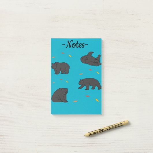 Zwarte beren post-it® notes (Op bureau)