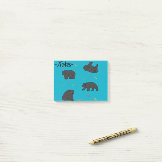 Zwarte beren post-it® notes (Op bureau)