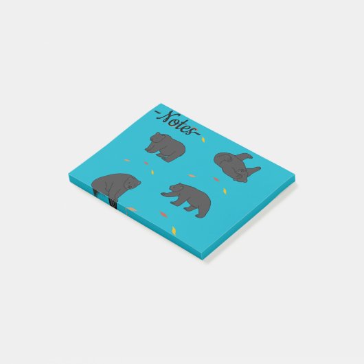 Zwarte beren post-it® notes (Schuin)